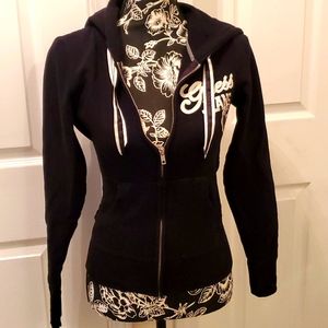 Guess Black Sequin Hoodie S/M